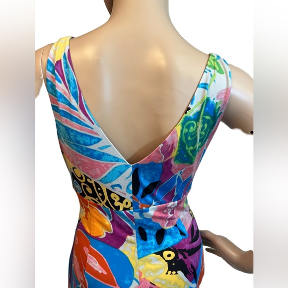 Lauren Ralph Lauren EUC Size 8P Tropical Floral Ruched Faux Wrap Dress (0464) - Picture 8 of 13